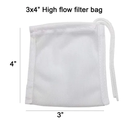 Fish Tank Small Sized Filter Bags, 6 Pack High Flow Bags 3 By 4 Inches Aquarium Filter Media Mesh Bags With Nylon Drawstrings,White