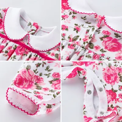 Baby clothes new style rose flower long-sleeved jumpsuit