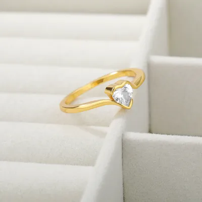 New Heart-shaped Stainless Steel Ring With Zircon Love Ring For Girls Jewelry Gifts