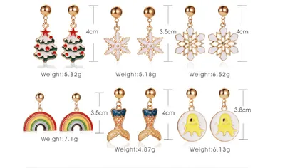 Christmas Snowflake Pumpkin Rainbow Earrings Women