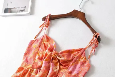 Ruffled Knotted Sling Top