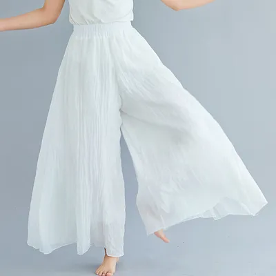 Elegant A-line Elastic Waist Big Trousers Wide Leg Culottes Trendy