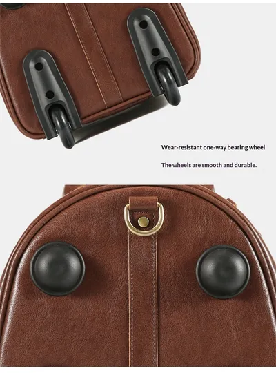 New Crazy Horse Leather Trolley Travel Bag, Retro Genuine Leather Travel Bag, Large Capacity Business Travel Luggage