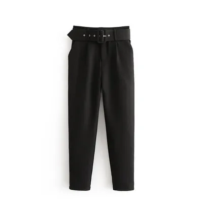 European And American Women's Clothing Plus Color With Belt Pants