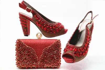 Large Size Rhinestone Bag With Shoes Wedding Diagonal Fashion