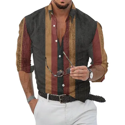 Men's Long Sleeve Shirt Striped Print