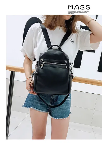 Fashion All-match Soft Leather Personalized School Bag