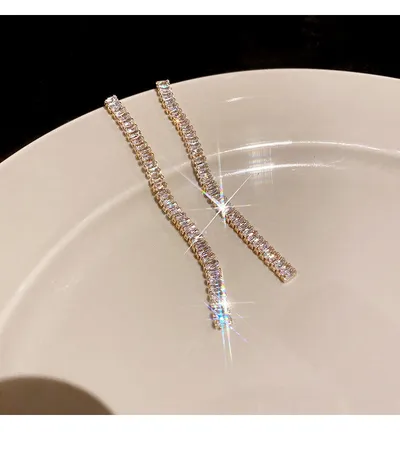 Zircon Claw Chain Tassel Long Stud Earrings