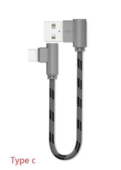 Double Elbow Braided Data Cable Micro Usb Android Mobile Phone Universal V8 Right Angle 90 Degree Charging Short Cable 20cm