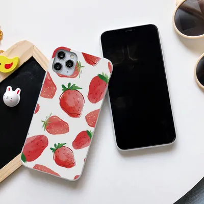 Small Strawberry Pattern Silicone Phone Case