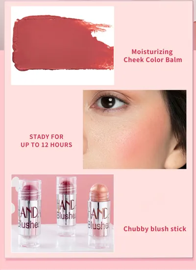 Cheek Blusher Shimmer Blush Stick Face Makeup Highlighter Bronzer Contour Cream Long-lasting Facial Make Up Cosmetics