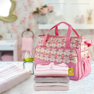 5PCS Per Set Baby Nappy Diaper Bags For Spring Travel Set Mummy Diaper Shoulder Bags WithNappy Changing Pad Insulated Pockets Travel Tote Bags For Mom Dad