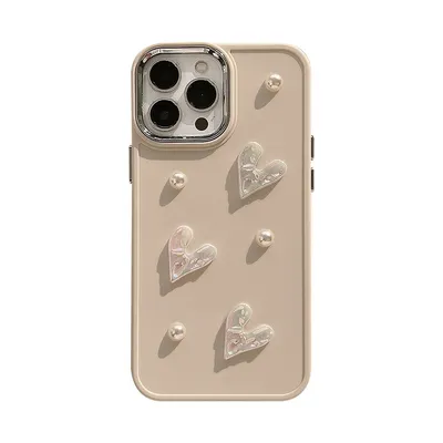 Milky White Pearl Heart Phone Case