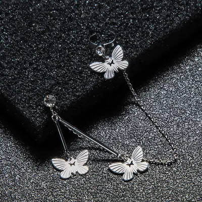 Diamond Ear Bone Clip Bowknot Needle All-in-one Stud Earrings Female