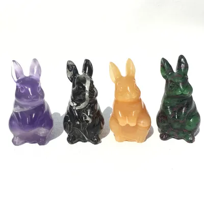 Natural Crystal Raw Stone Rabbit Carving Craft