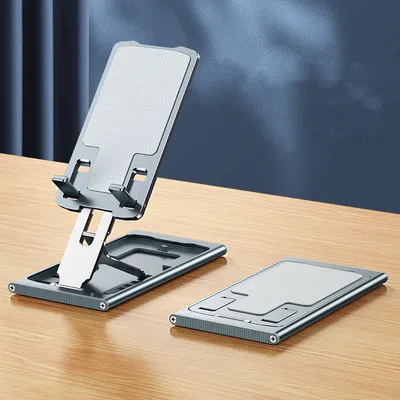 Compatible with Apple, Aluminum Alloy Phone Holder Foldable Desktop Ipad Tablet Holder Slim Metal Phone Holder