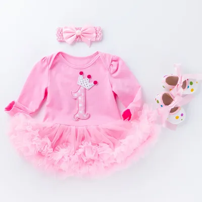 Three-piece suit of baby toddler shoes dress