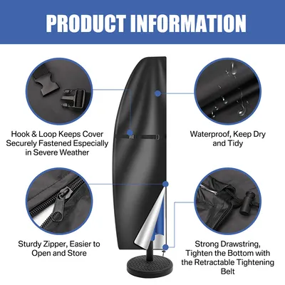170 Cm Garden Parasol Cover Patio Umbrella Heavy Duty Waterproof Furniture Protector--30X22.5X2