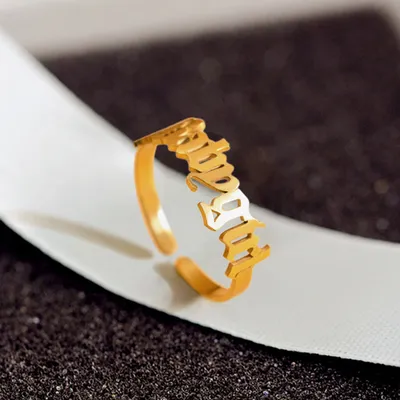 Gold Letter Babygirl Stainless Steel Adjustable Rings For Women