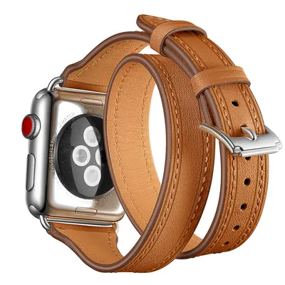 Double loop leather watch strap