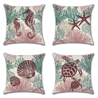 Home American Ocean Style Linen Pillow Cover