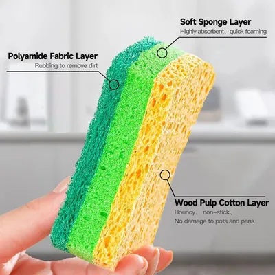 12 Pack Zero Scratch Scrub Sponges, 4 Pack, Non-Scratch Kitchen Sponges For Dishes And Cleaning