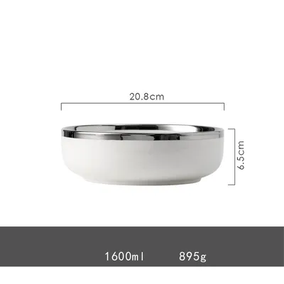 Silver Light Luxury Ceramic Dinnerware With Gold Edge And Silver Edge