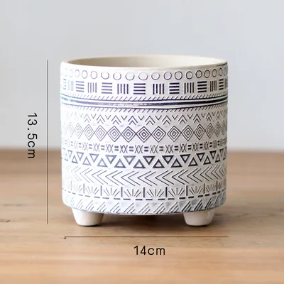 Ceramic Tabletop Flowerpot With Succulent Plant Flower