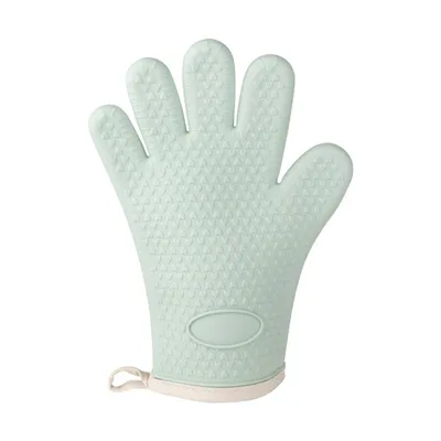 Silicone Oven Mitts Heat Resistant, Thick 5-Finger Kitchen Gloves With Cotton Lining For Baking BBQ Cooking, Non-Slip Waterproof Protective Gloves For Hot Pot Handling