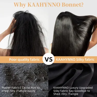 Silk Bonnet For Sleeping Women, Satin Hair Bonnet For Sleeping For Wavy Curly Natural Hair Women Men - Black