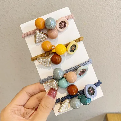 Candy colored ball hair rope pearl head rope