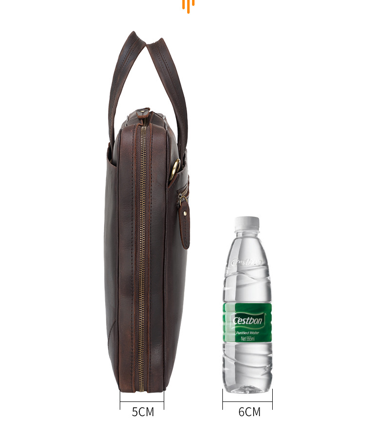 Handbag Inch Laptop Bag Retro Crazy Horse Leather Briefcase