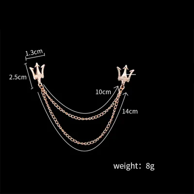 Three-fork Corsage Tassel Chain Pin Shirt