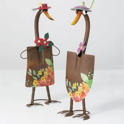 Cute Duck Garden Art Shovel Spade Art Craft Wrought Iron Decoration