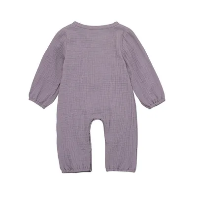 Baby Long-sleeved One-piece Cotton And Linen Romper