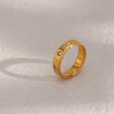 Stainless Steel Plated 18K Zircon XINGX Ring