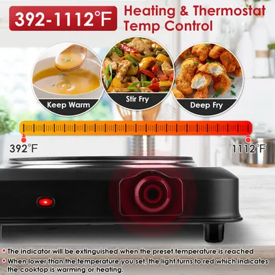 1Pc 1200W Electric Infrared Single Burner Portable Heating Hot Plate Stove Countertop RV Hotplate With 7.5in Glass Cooktop Stepless Temperature Adjustments For Home RV Camp