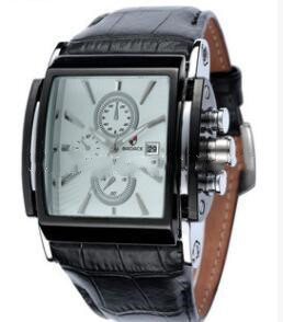Square leather belt watch men