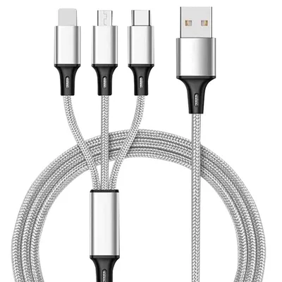 Charging Cable Cell Phone Charger Cord For Type C Micro USB 3 In 1