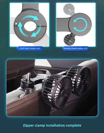 Car USB Rear Seat Fan, Powerful Multi-purpose Backseat Automobile Cooling Fan