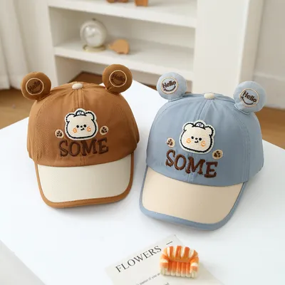 Summer New Cute Little Bear Embroidered Lettered Baby Baseball Cap - A Cartoonish, Fresh And Cool Sun Hat For Kids