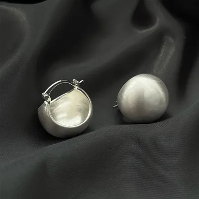 Brushed Bright Silver Ball Earrings Distressed Vintage