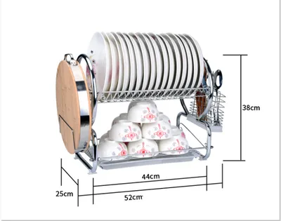 On Behalf Of The Kitchen Tableware Draining Plate Rack Double Stainless Material Storage Racks Dishes