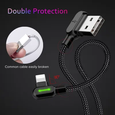 Double elbow with light braided charging cable