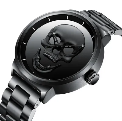 Men's steel band skull waterproof quartz watch