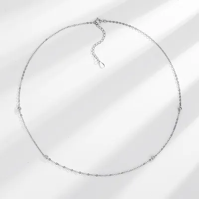 Sterling Silver Zircon Clavicle Chain Women