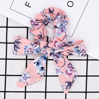 Small floral ponytail long streamer hair band
