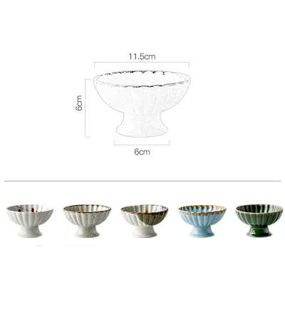 Creative Personality Japanese Retro Ceramic High-footed Bowl