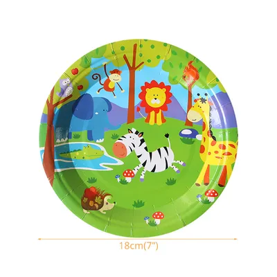 Jungle Animal Cartoon Paper Plate Disposable Tableware