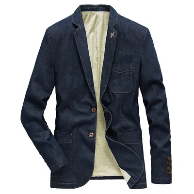 Handsome Slim Suit Spring And Autumn Denim Jacket Business Casual